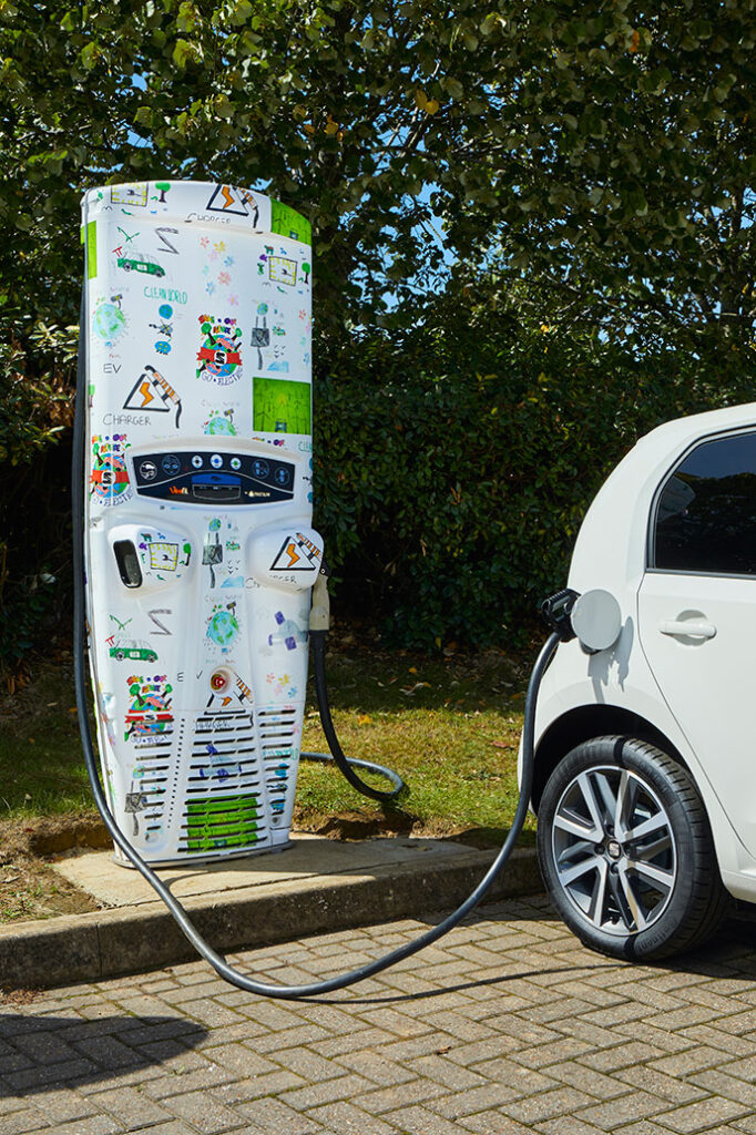 Seat creates a mosaic of 10 kids illustrations to brighten up EV charge points