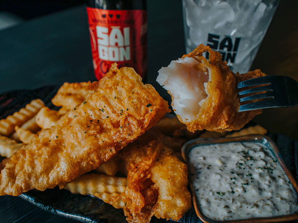 Cod, as part of a traditional fish and chip supper